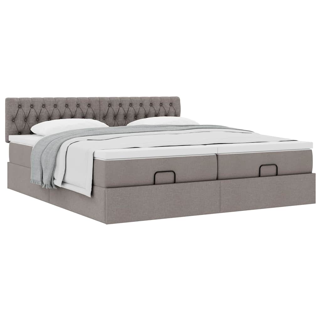 Cadre de lit ottoman avec matelas taupe 200x200cm tissu - XIOS