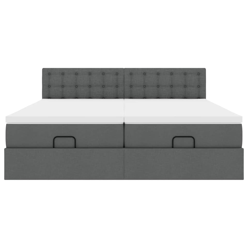 Cadre de lit ottoman avec matelas gris foncé 160x200cm tissu - XIOS