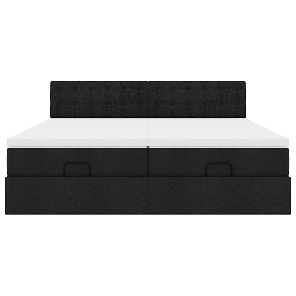 Cadre de lit ottoman avec matelas noir 160x200 cm tissu - XIOS