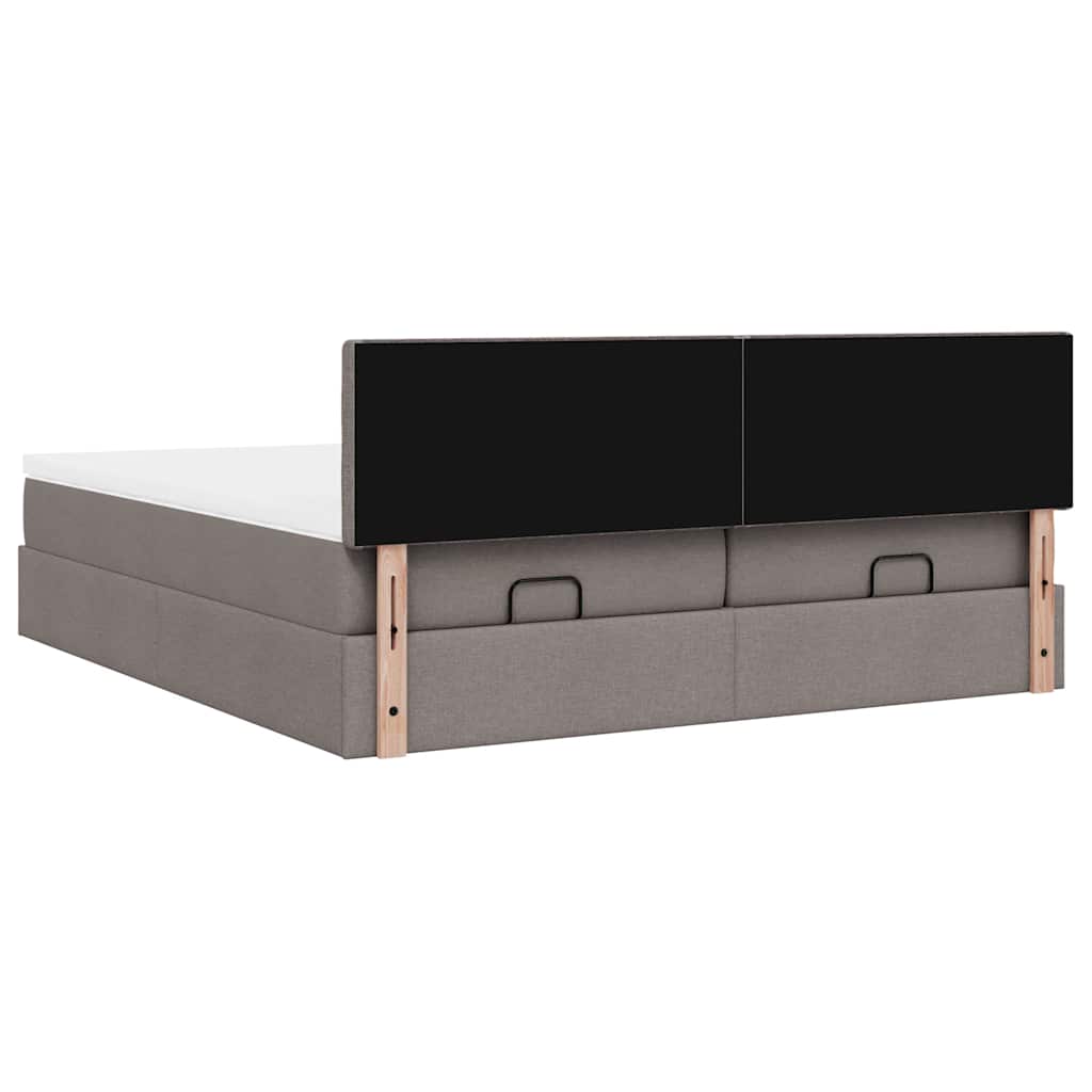 Cadre de lit ottoman avec matelas taupe 160x200 cm tissu - XIOS