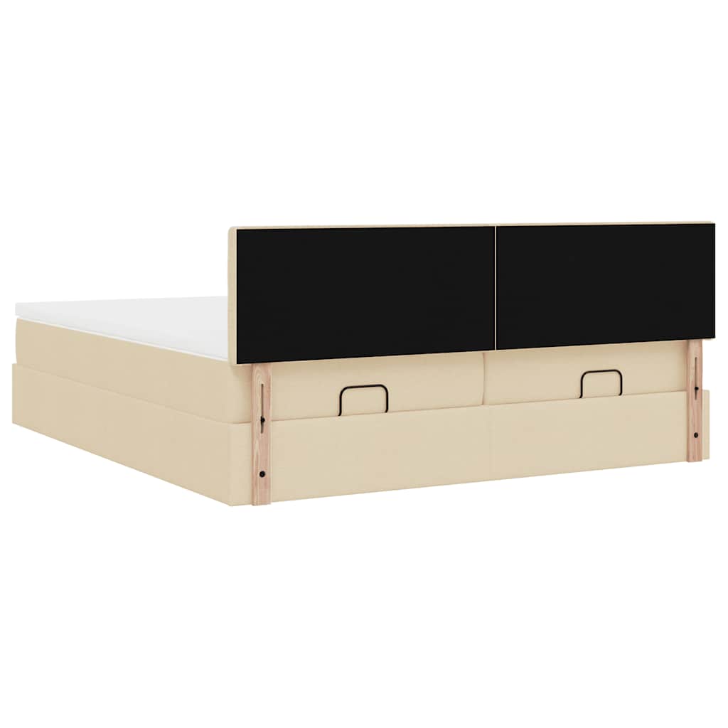 Cadre de lit ottoman avec matelas crème 160x200 cm tissu - XIOS