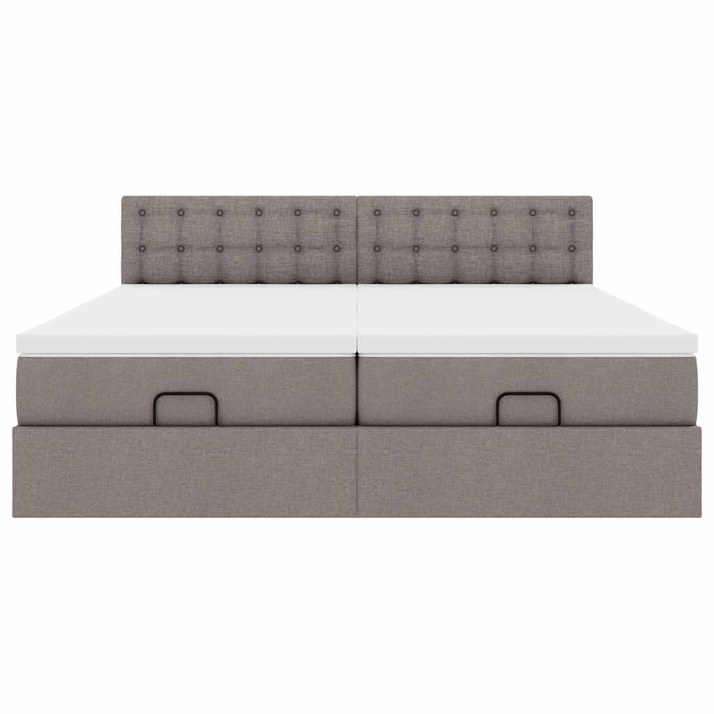 Cadre de lit ottoman avec matelas taupe 200x200cm tissu - XIOS