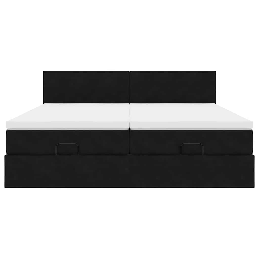 Cadre de lit ottoman avec matelas noir 200x200cm velours - XIOS