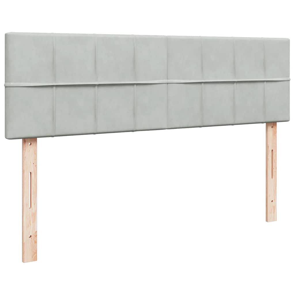 Cadre de lit ottoman et matelas gris clair 160x200cm velours - XIOS