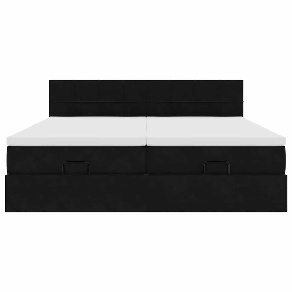 Cadre de lit ottoman avec matelas noir 180x200cm velours - XIOS