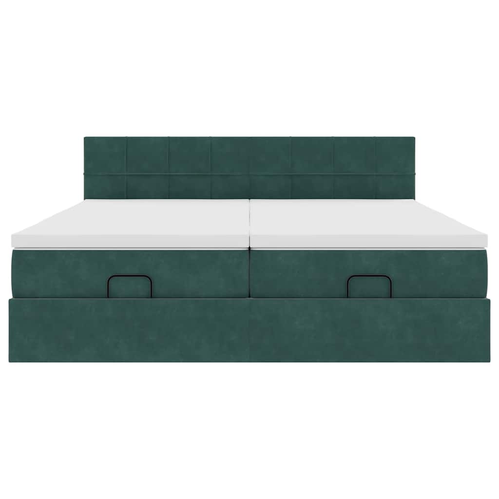 Cadre de lit ottoman avec matelas vert foncé 180x200cm velours - XIOS