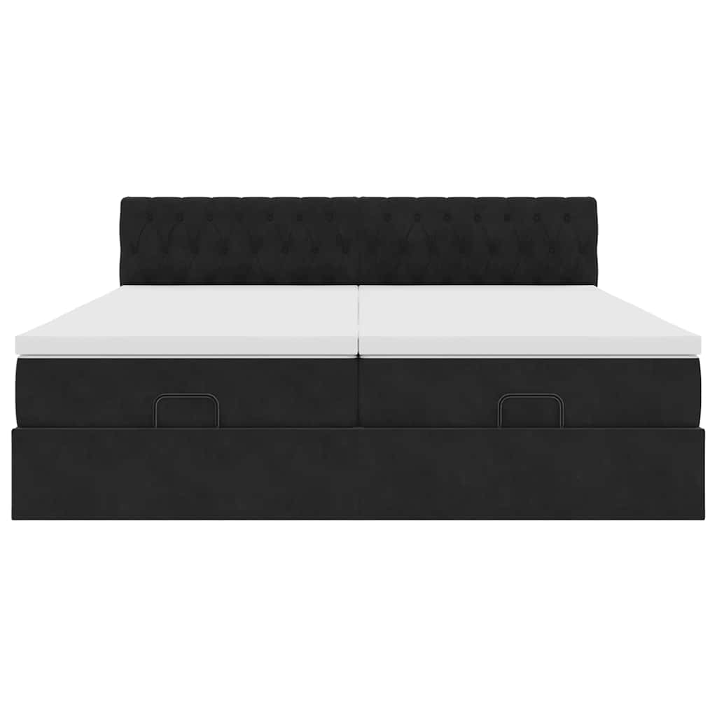 Cadre de lit ottoman avec matelas noir 160x200 cm velours - XIOS