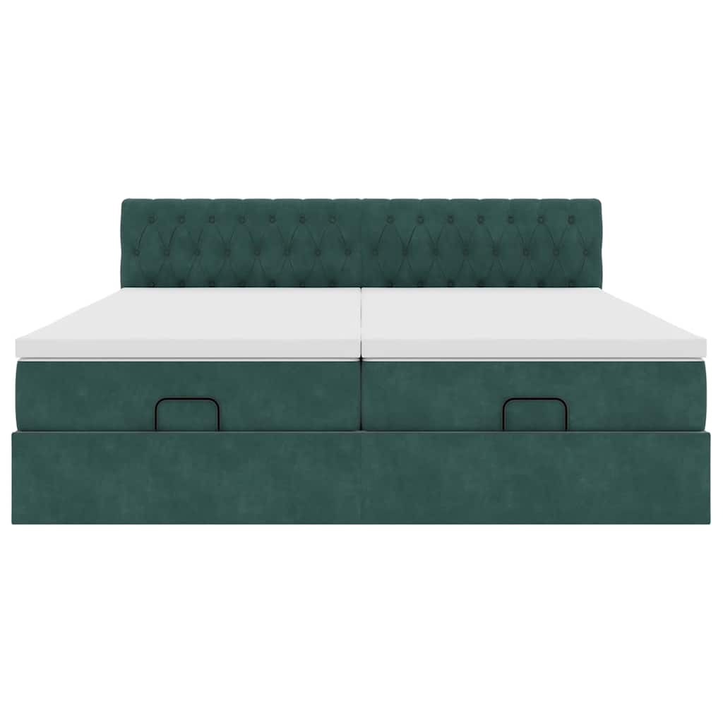 Cadre de lit ottoman avec matelas vert foncé 160x200 cm velours - XIOS
