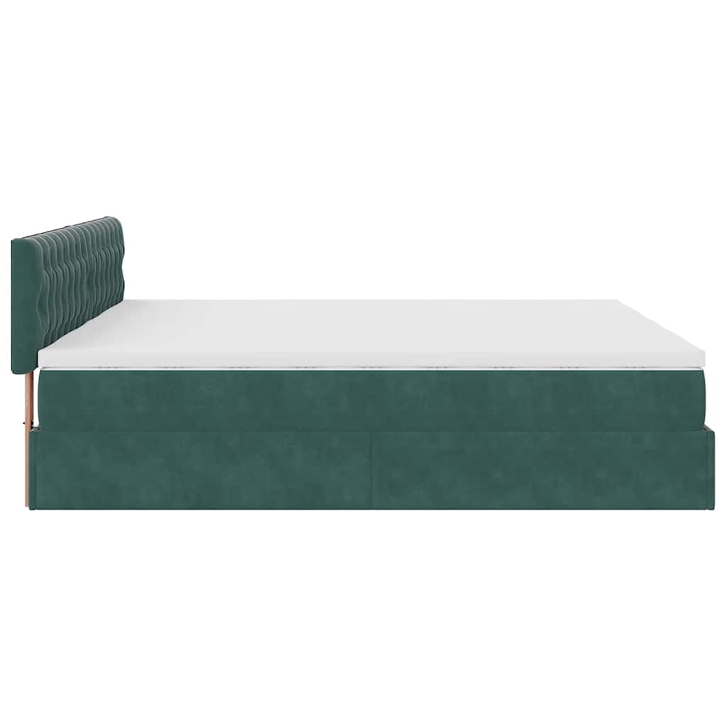Cadre de lit ottoman avec matelas vert foncé 160x200 cm velours - XIOS