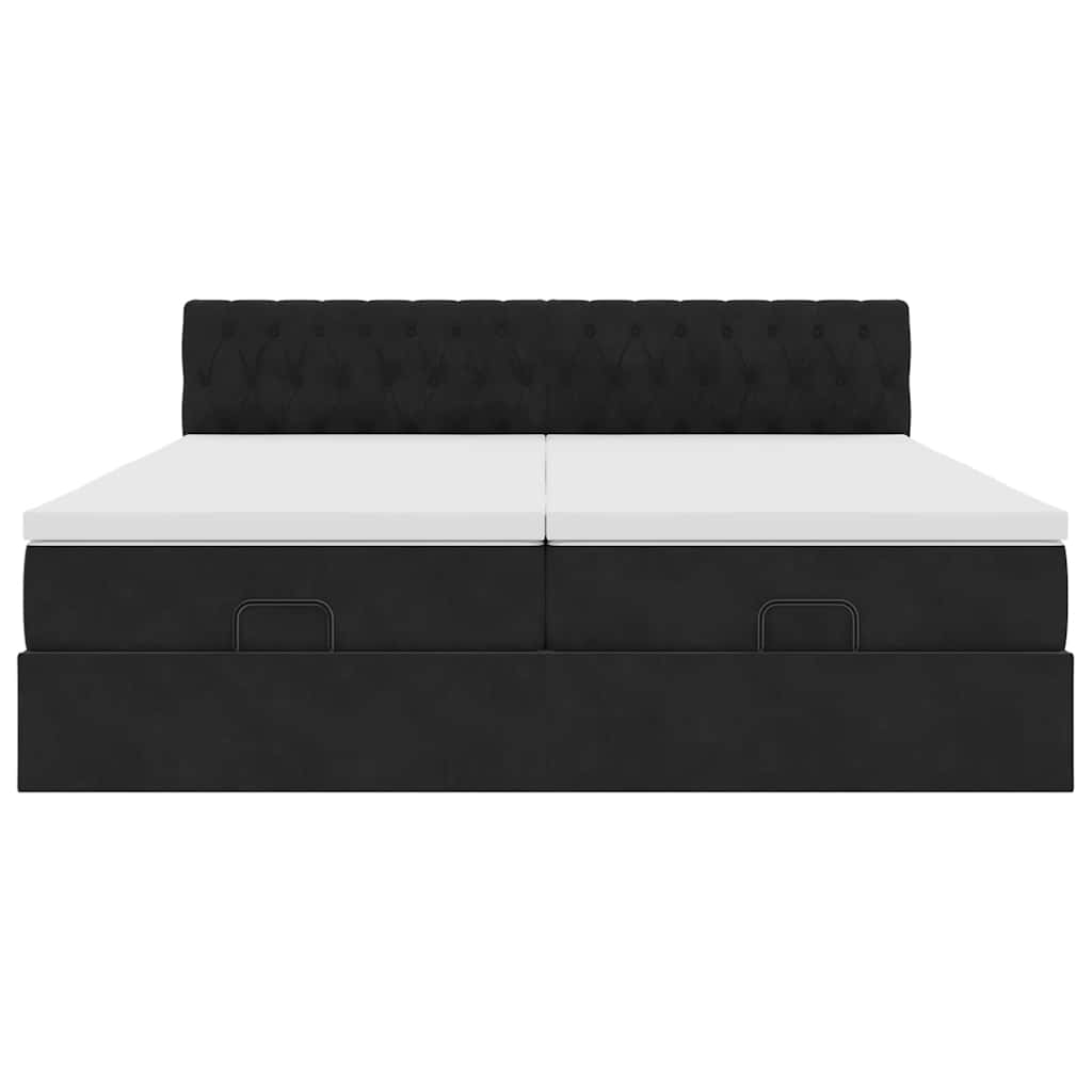 Cadre de lit ottoman avec matelas noir 180x200cm velours - XIOS