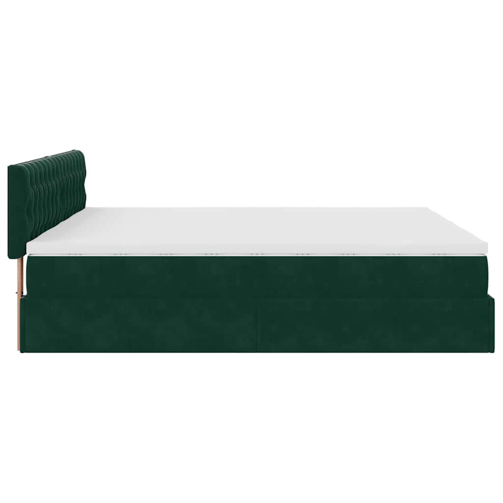 Cadre de lit ottoman avec matelas vert foncé 180x200cm velours - XIOS