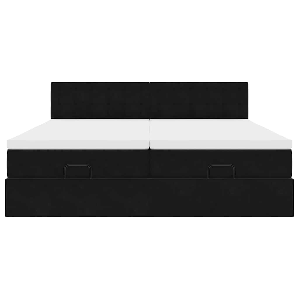 Cadre de lit ottoman avec matelas noir 160x200 cm velours - XIOS