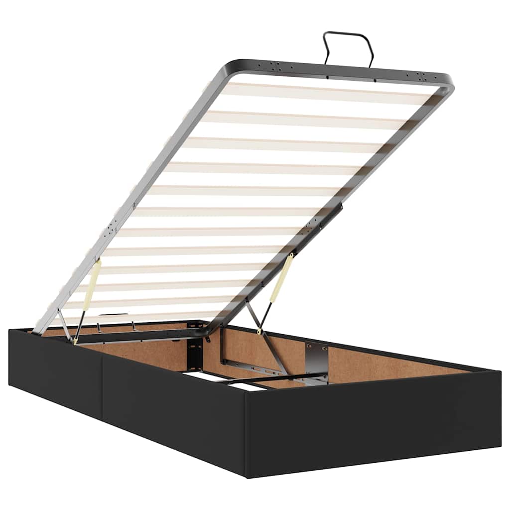 Cadre de lit ottoman avec matelas noir 90x190 cm similicuir - XIOS
