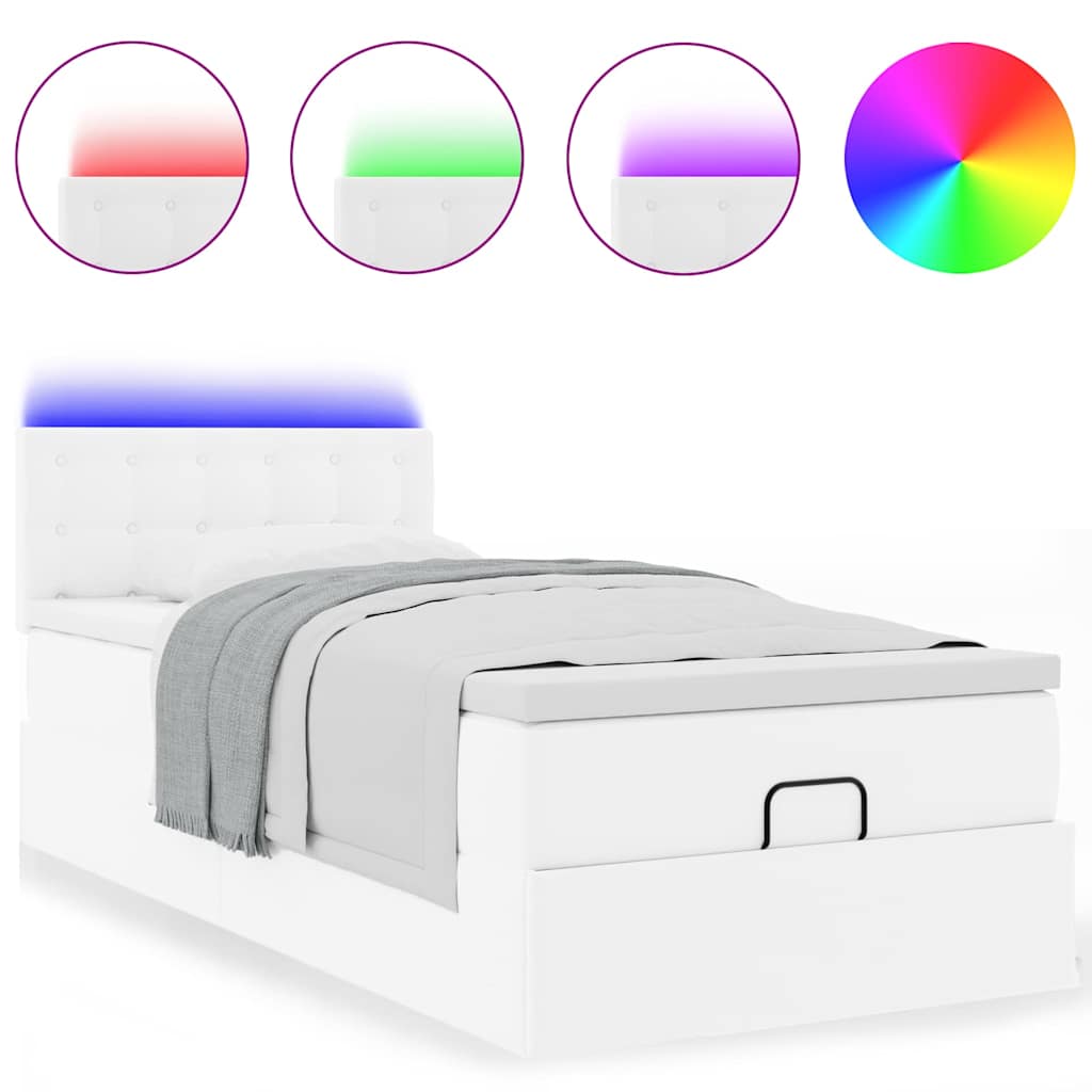 Cadre de lit ottoman avec matelas blanc pur 90x190cm similicuir - XIOS
