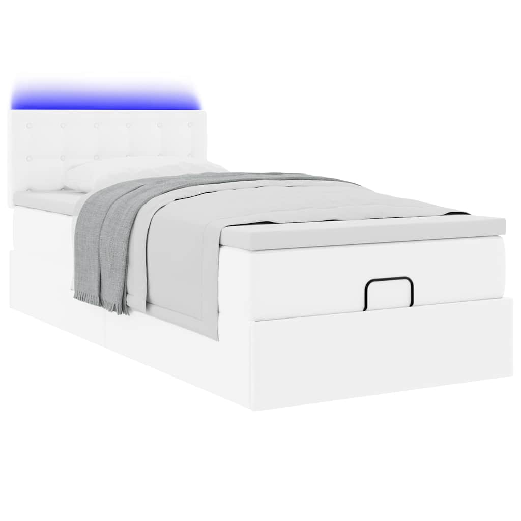 Cadre de lit ottoman avec matelas blanc pur 90x190cm similicuir - XIOS