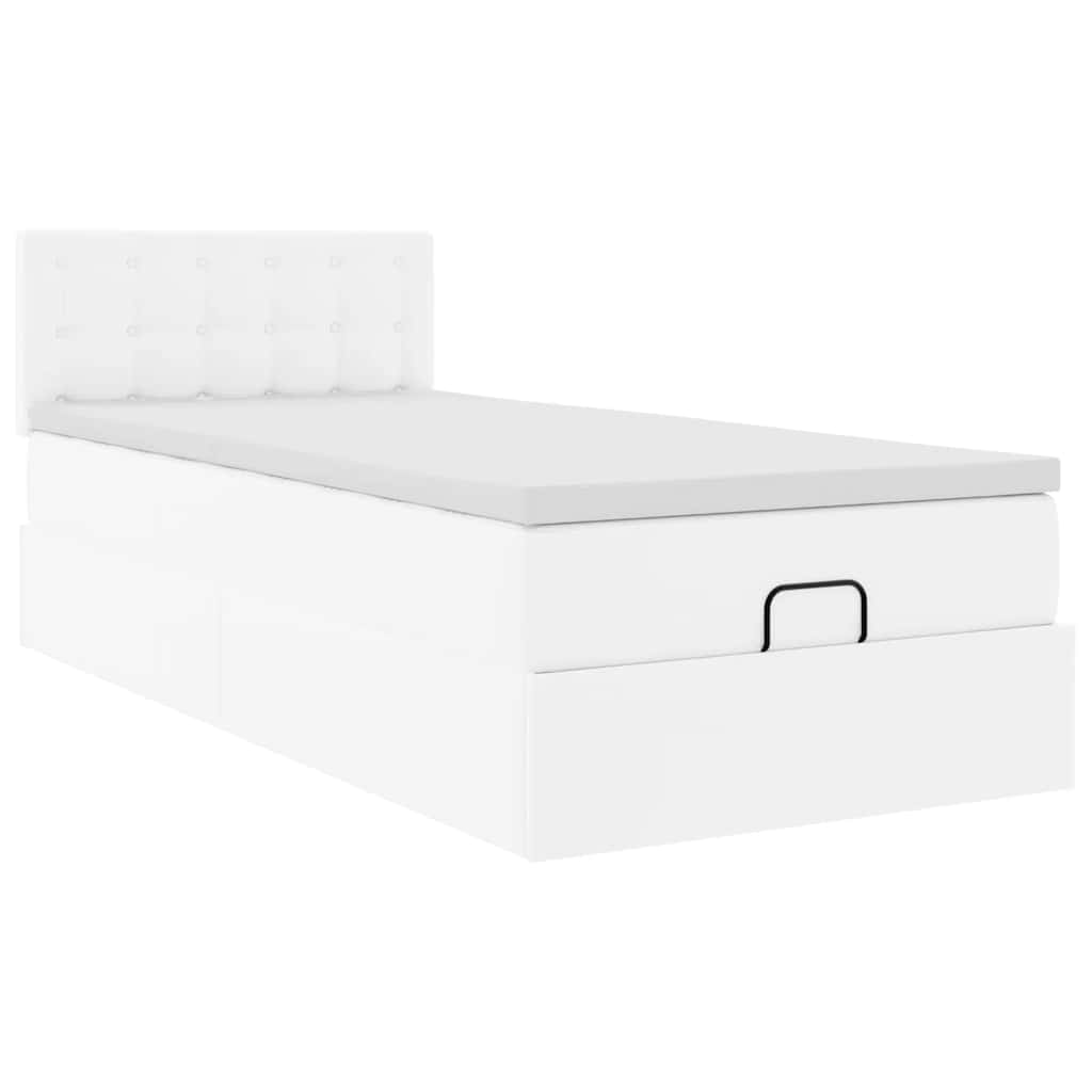 Cadre de lit ottoman avec matelas blanc pur 90x190cm similicuir - XIOS
