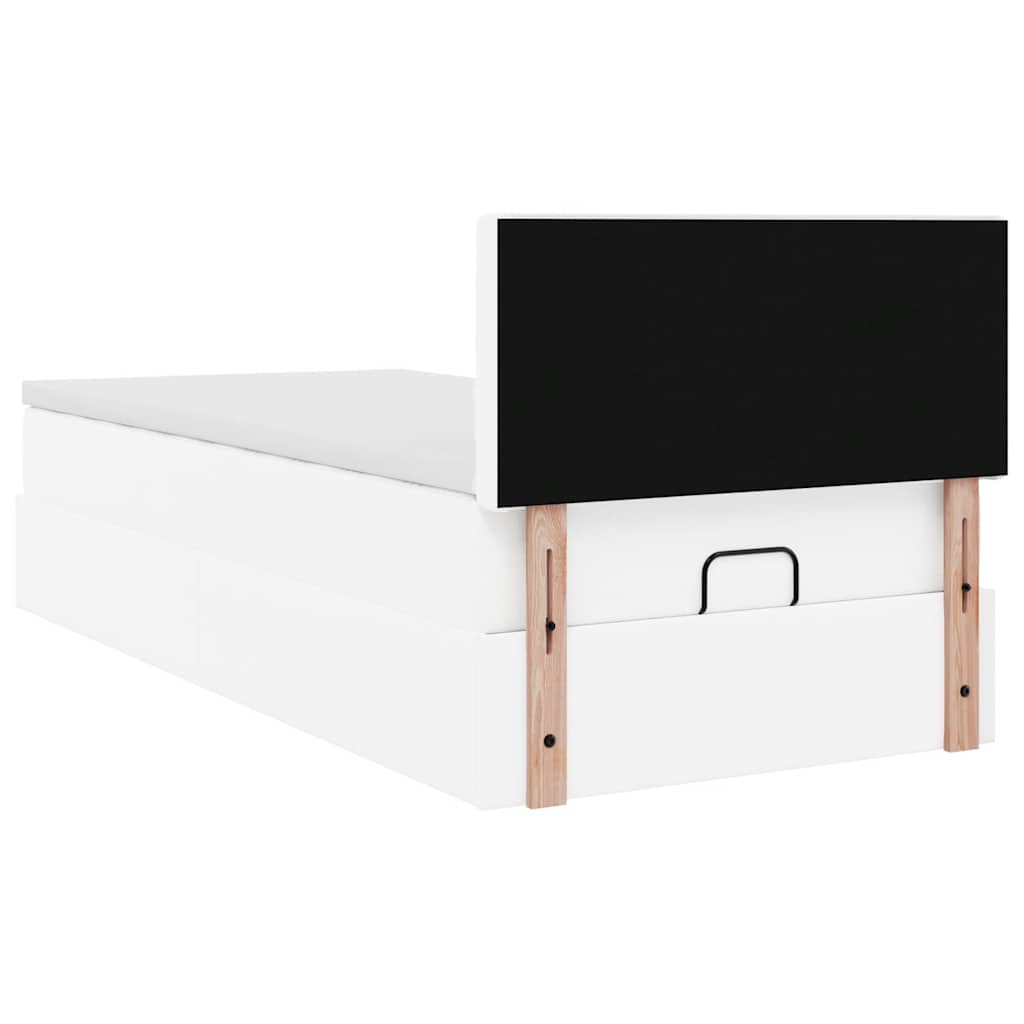 Cadre de lit ottoman avec matelas blanc pur 90x190cm similicuir - XIOS