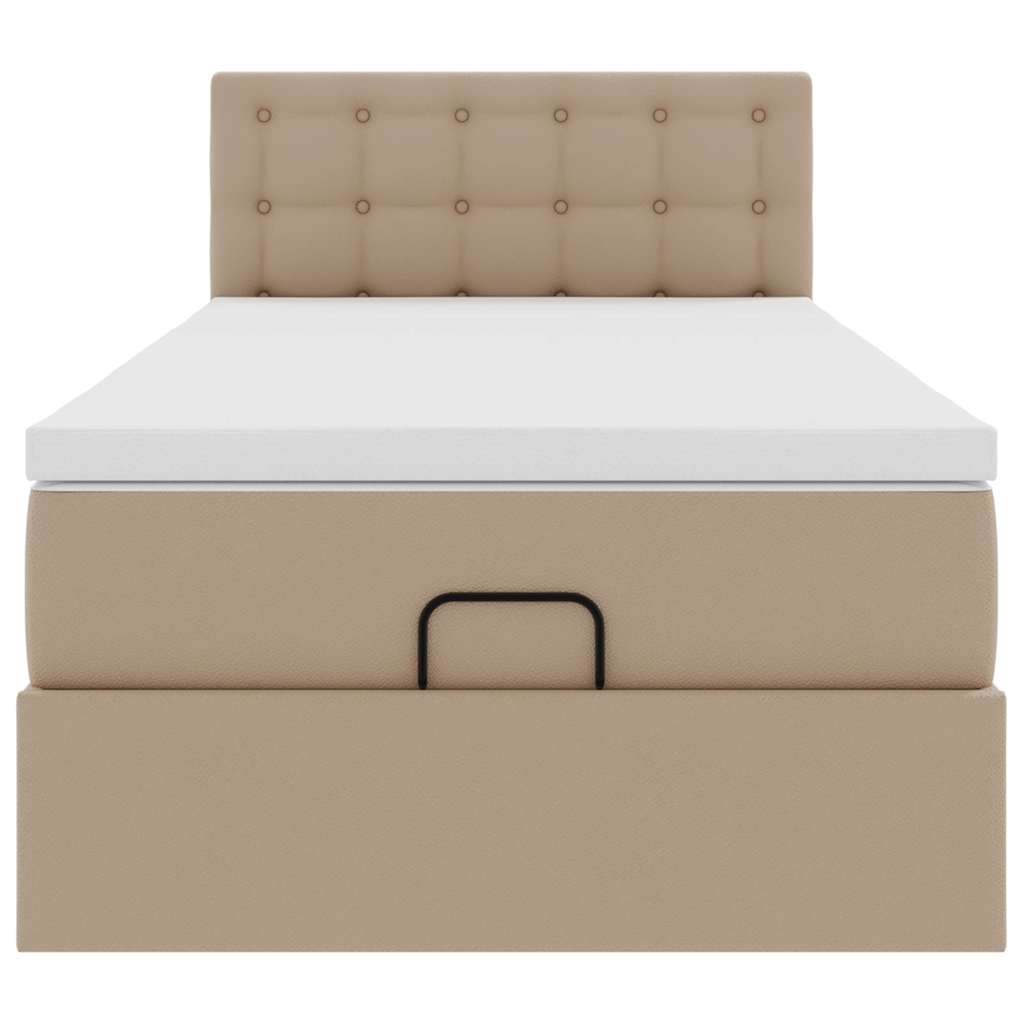 Cadre de lit ottoman et matelas cappuccino 90x190 cm similicuir - XIOS