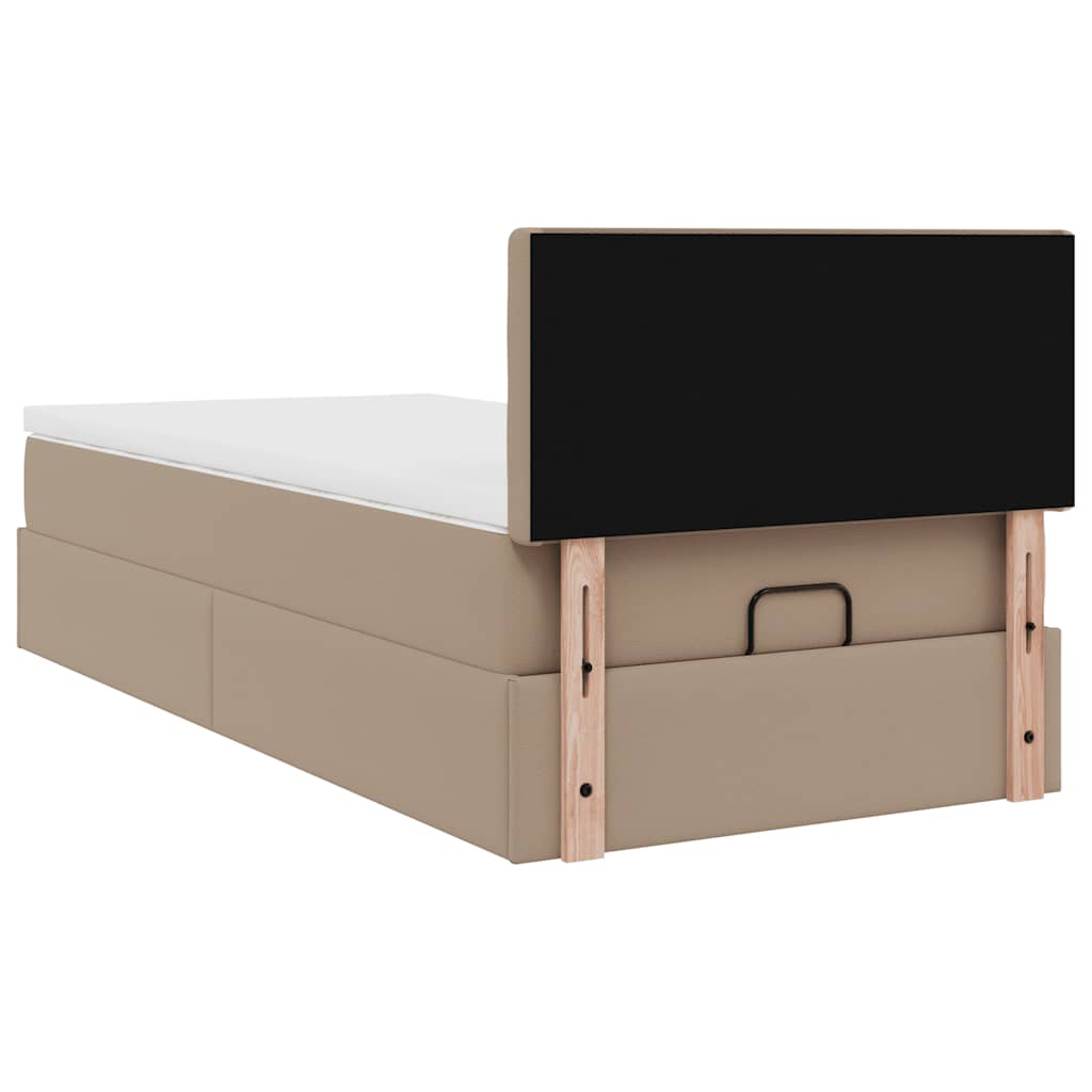 Cadre de lit ottoman et matelas cappuccino 90x190 cm similicuir - XIOS