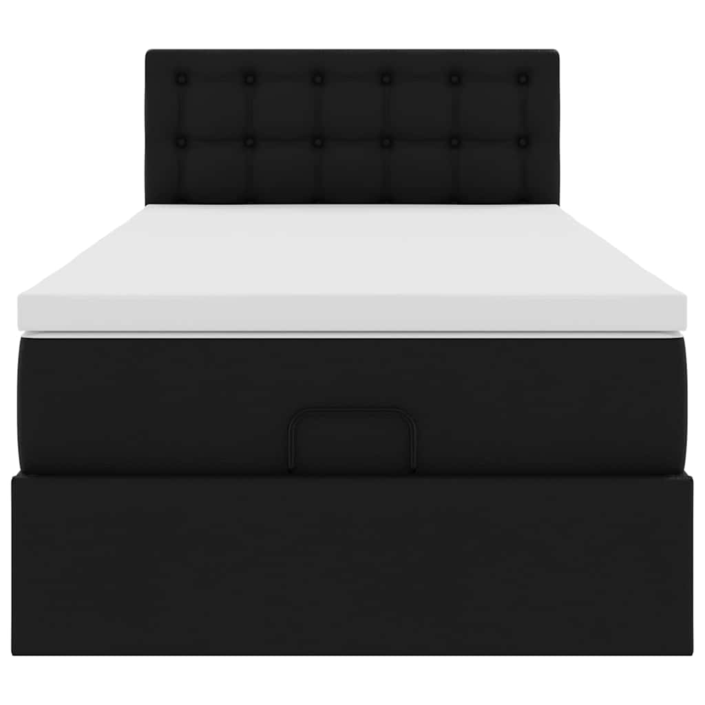 Cadre de lit ottoman avec matelas noir 90x200 cm similicuir - XIOS