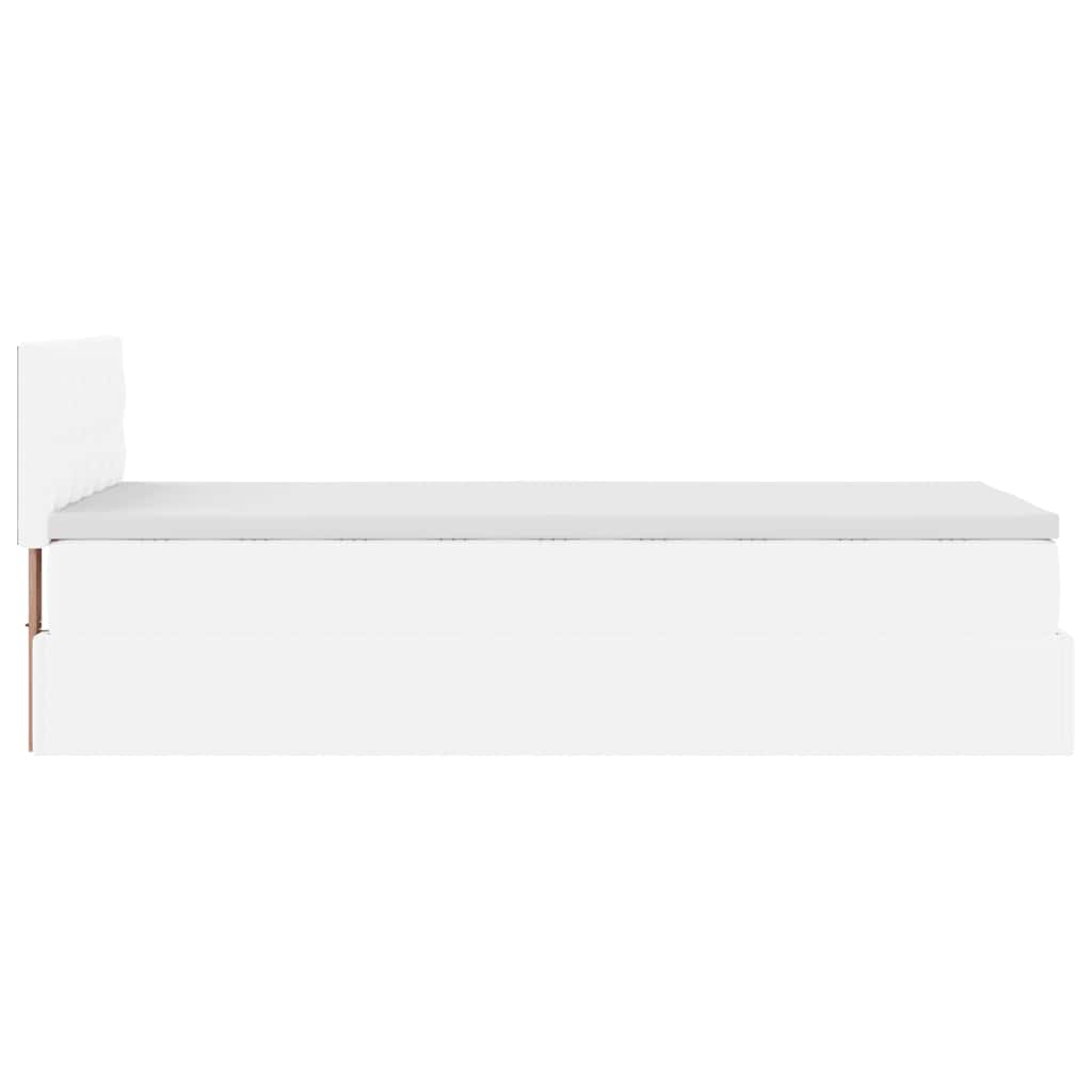 Cadre de lit ottoman et matelas blanc pur 100x200cm similicuir - XIOS