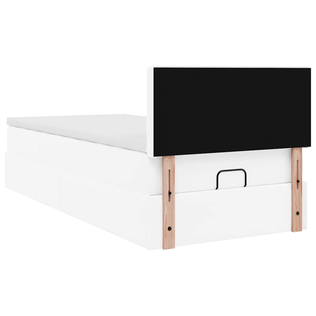 Cadre de lit ottoman et matelas blanc pur 100x200cm similicuir - XIOS