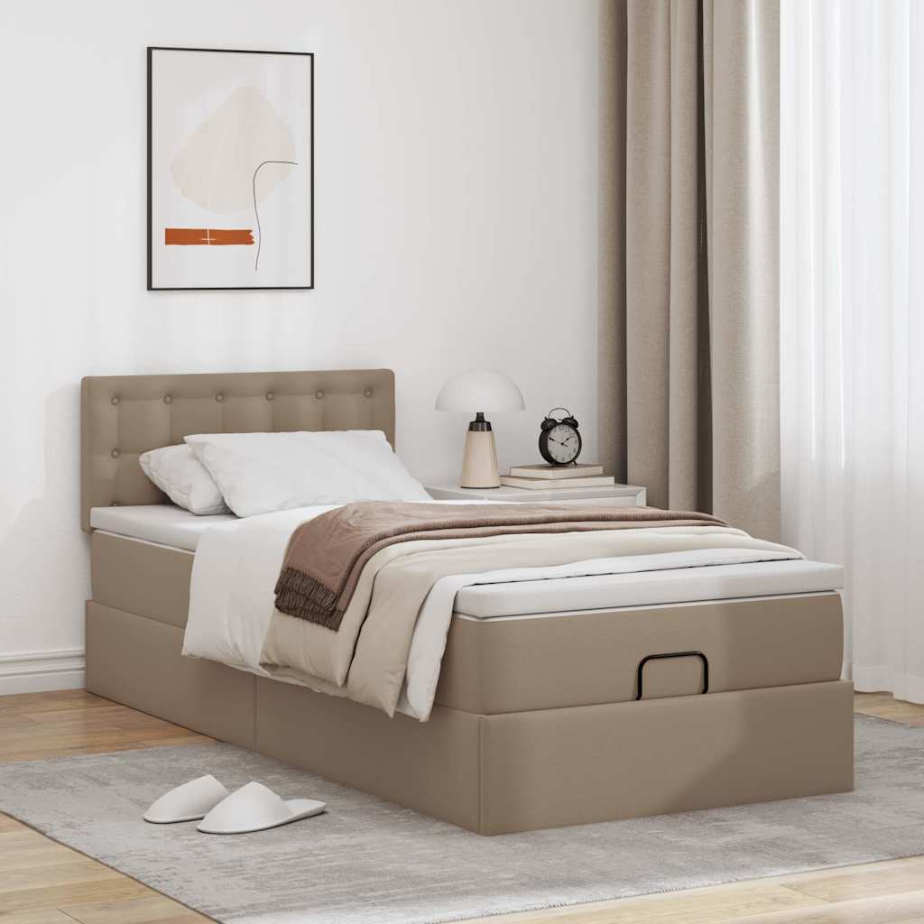 Cadre de lit ottoman et matelas cappuccino 100x200cm similicuir - XIOS