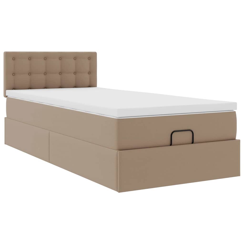 Cadre de lit ottoman et matelas cappuccino 100x200cm similicuir - XIOS