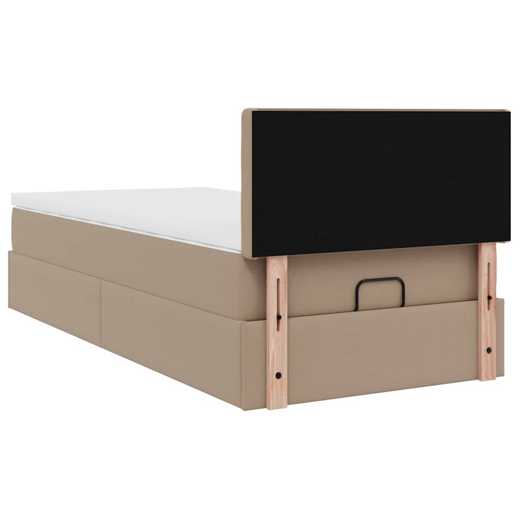 Cadre de lit ottoman et matelas cappuccino 100x200cm similicuir - XIOS