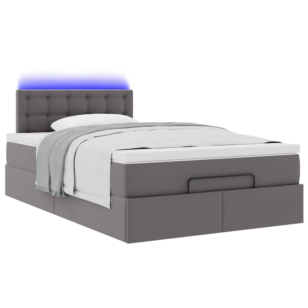 Lit ottoman avec matelas & LED gris 120x190cm similicuir - XIOS