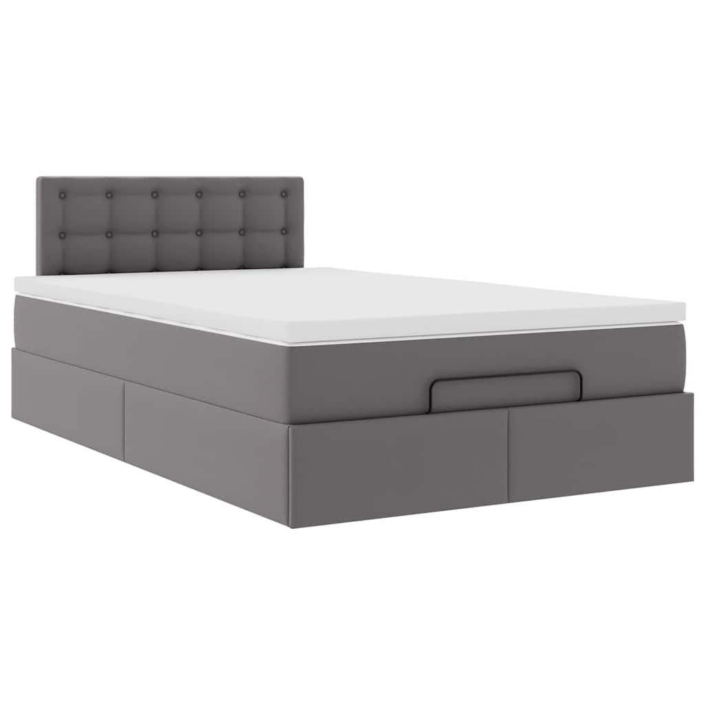 Lit ottoman avec matelas & LED gris 120x190cm similicuir - XIOS