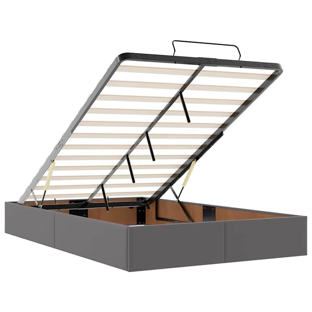 Lit ottoman avec matelas & LED gris 120x190cm similicuir - XIOS