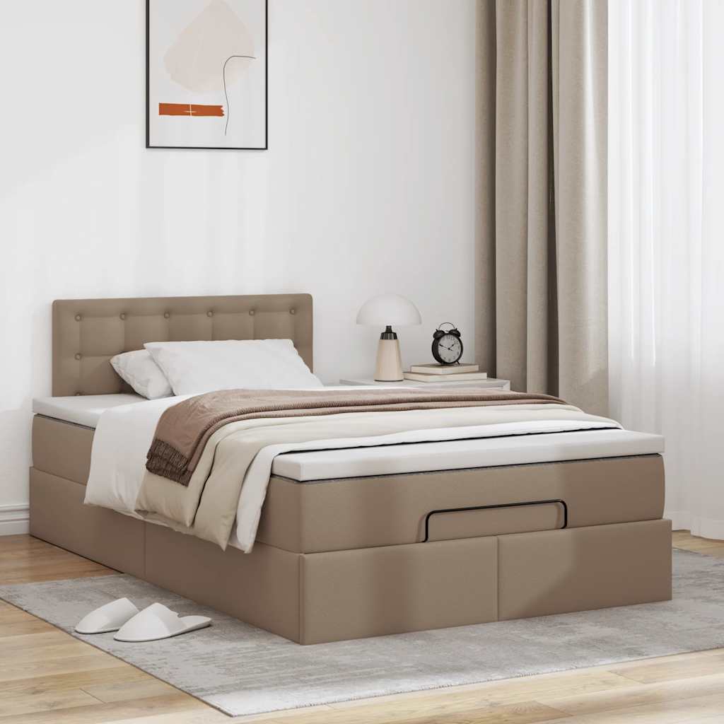 Lit ottoman avec matelas & LED cappuccino 120x190cm similicuir - XIOS