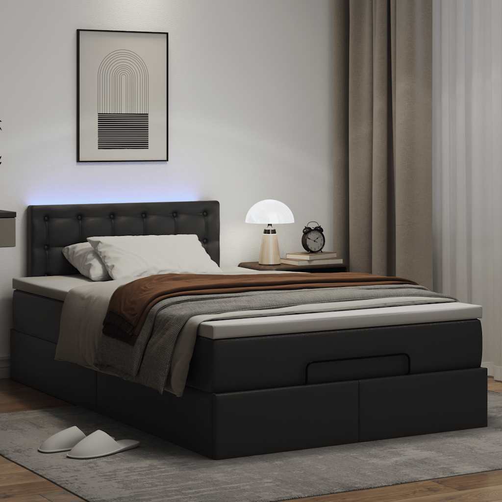 Cadre de lit ottoman avec matelas noir 120x200 cm similicuir - XIOS