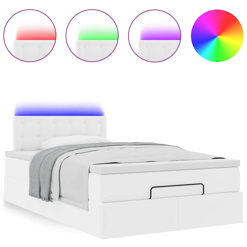 Cadre de lit ottoman et matelas blanc pur 120x200 cm similicuir - XIOS