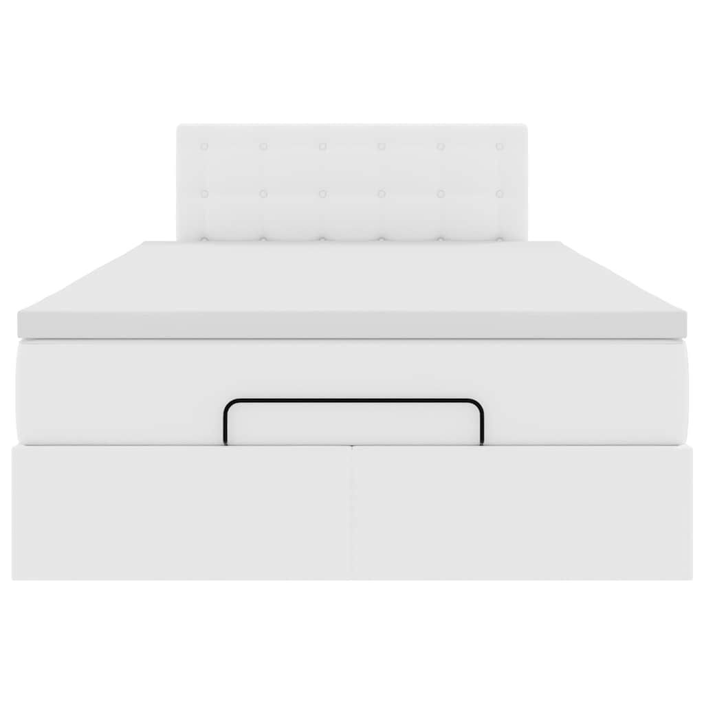Cadre de lit ottoman et matelas blanc pur 120x200 cm similicuir - XIOS