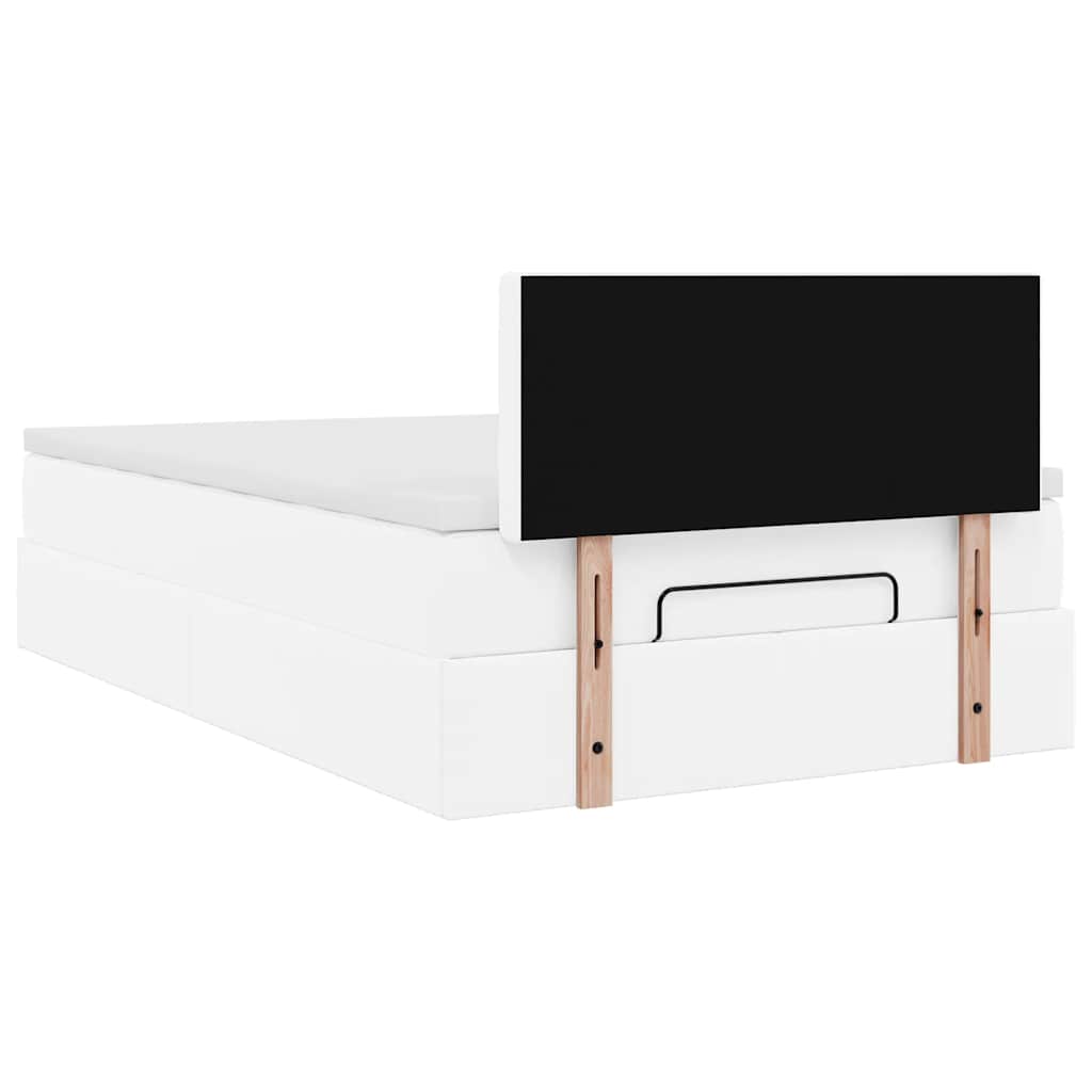 Cadre de lit ottoman et matelas blanc pur 120x200 cm similicuir - XIOS