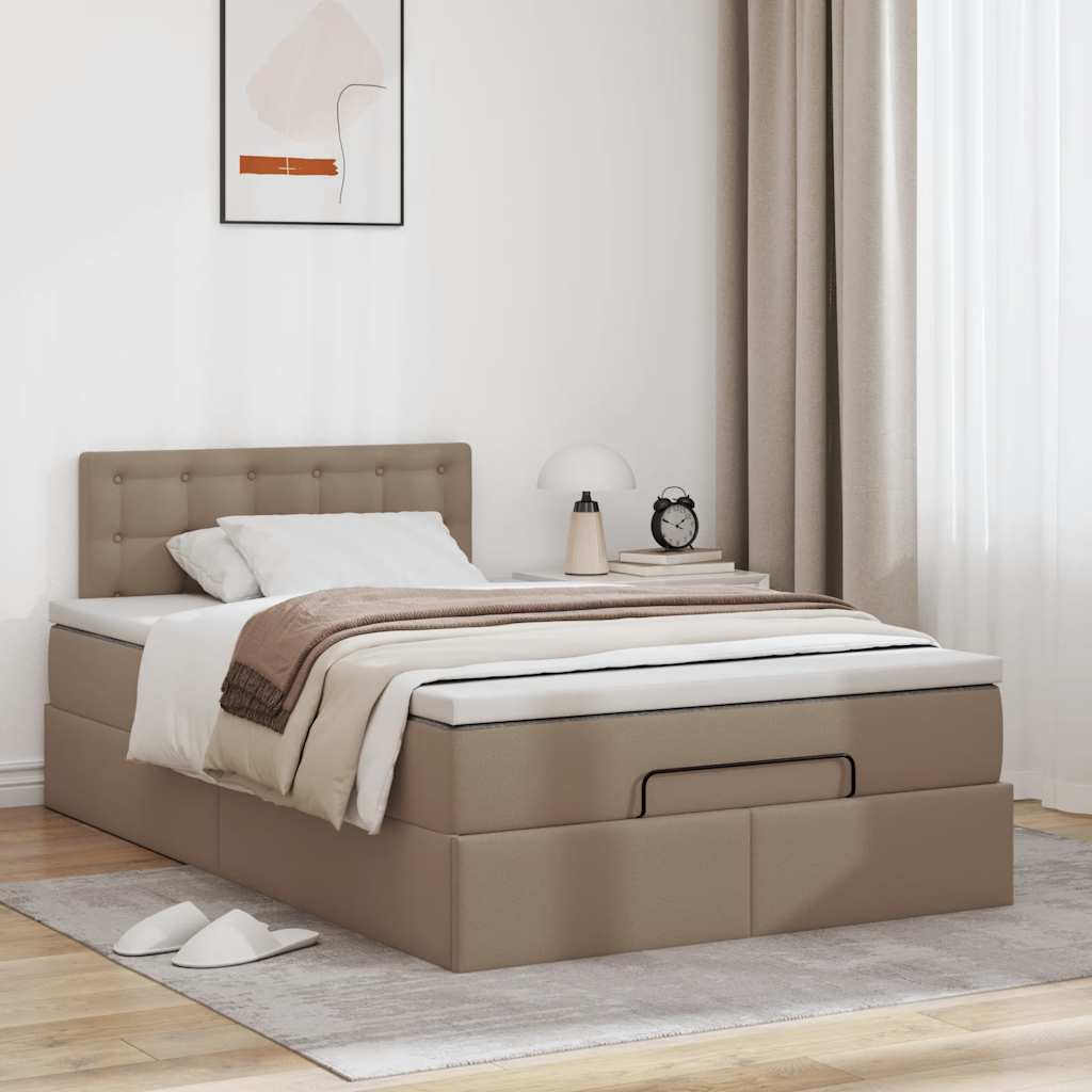 Cadre de lit ottoman et matelas cappuccino 120x200cm similicuir - XIOS