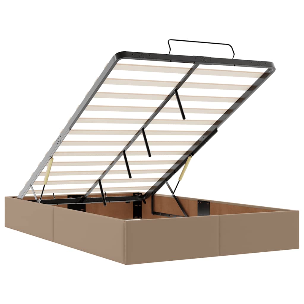 Cadre de lit ottoman et matelas cappuccino 120x200cm similicuir - XIOS