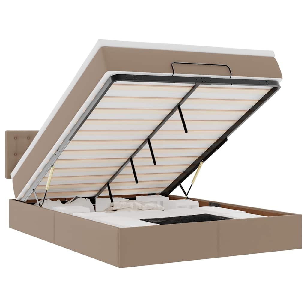 Lit ottoman avec matelas & LED Cappuccino 140x190cm similicuir