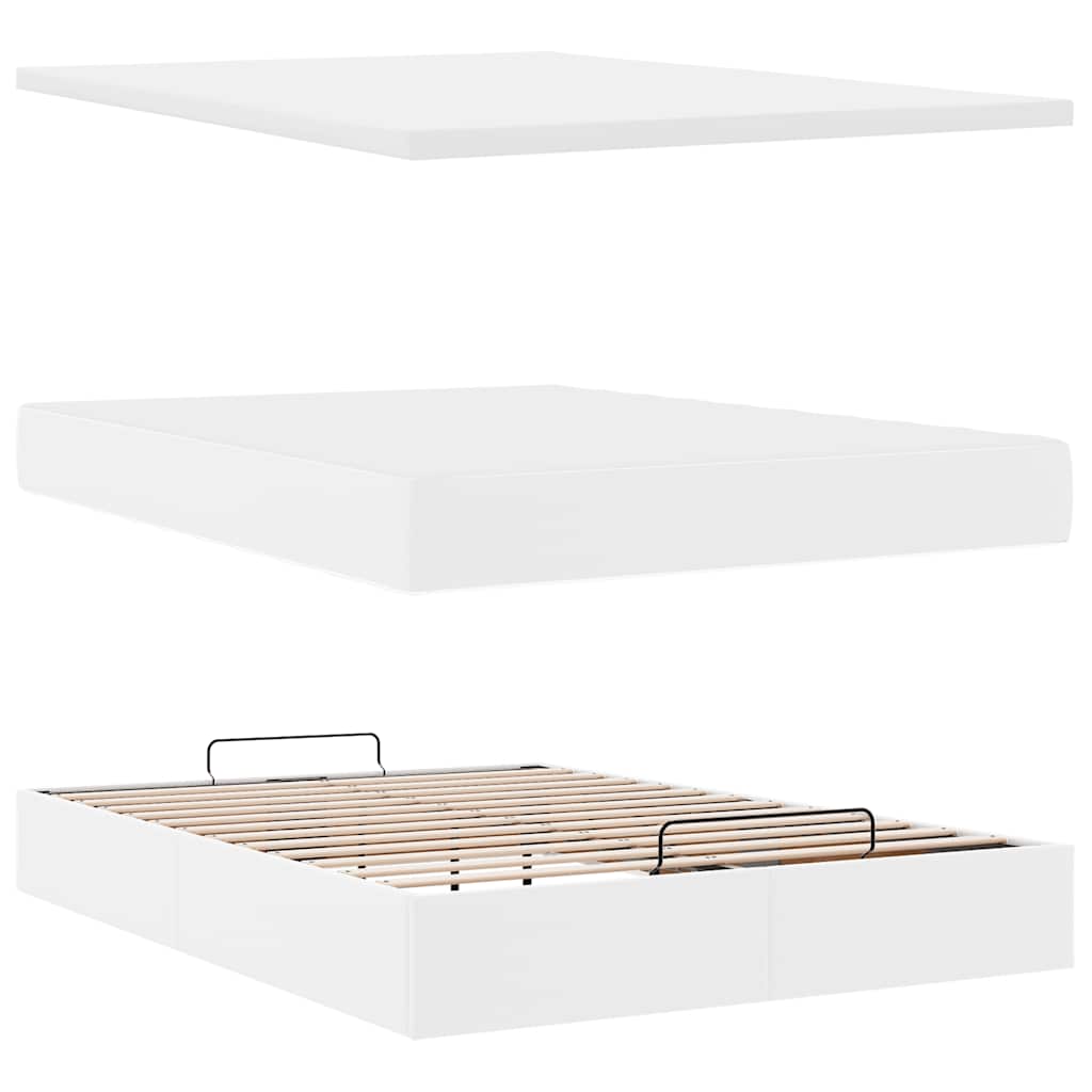 Lit ottoman avec matelas & LED blanc pur 140x200cm similicuir