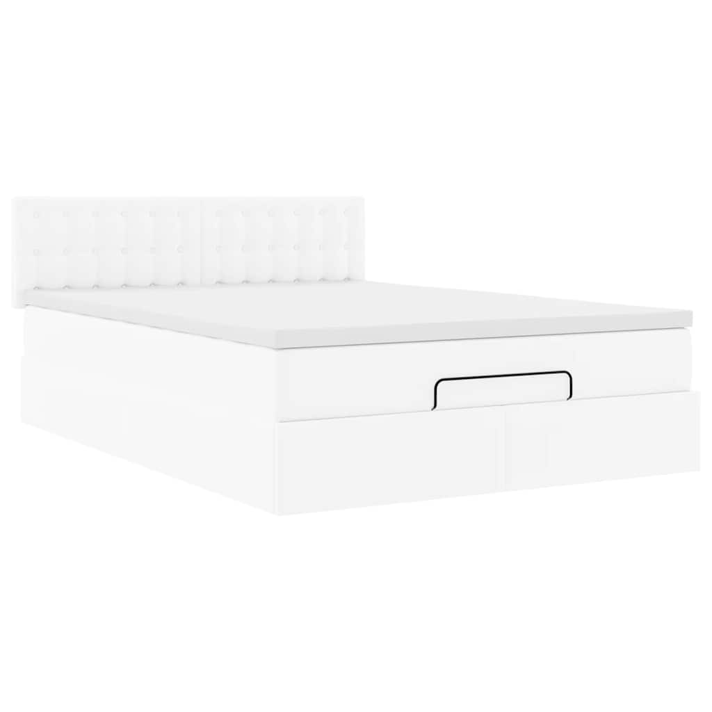 Lit ottoman avec matelas & LED blanc pur 140x200cm similicuir