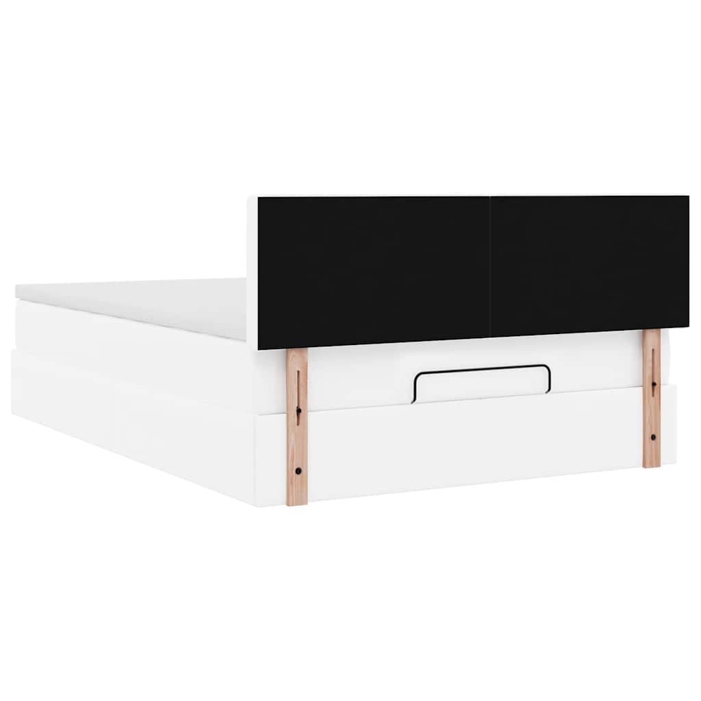Lit ottoman avec matelas & LED blanc pur 140x200cm similicuir