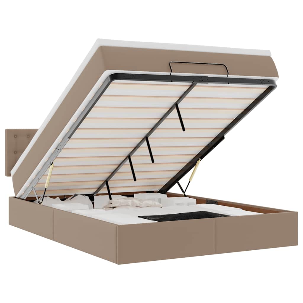 Lit ottoman avec matelas & LED Cappuccino 140x200cm similicuir - XIOS
