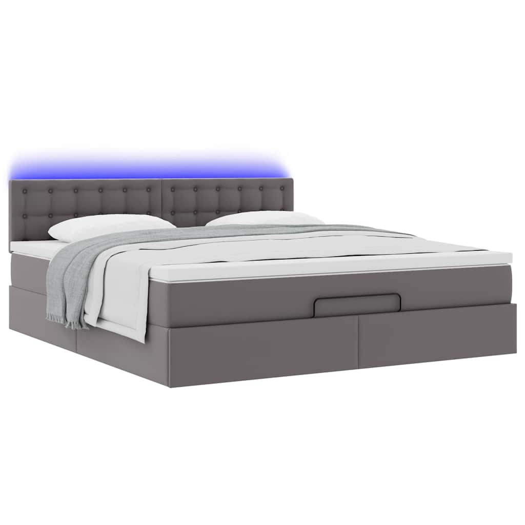 Lit ottoman avec matelas & LED Gris 160x200cm similicuir - XIOS