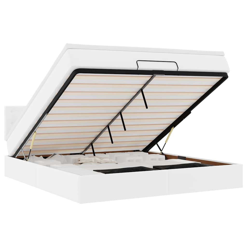 Lit ottoman avec matelas & LED blanc pur 180x200cm similicuir - XIOS