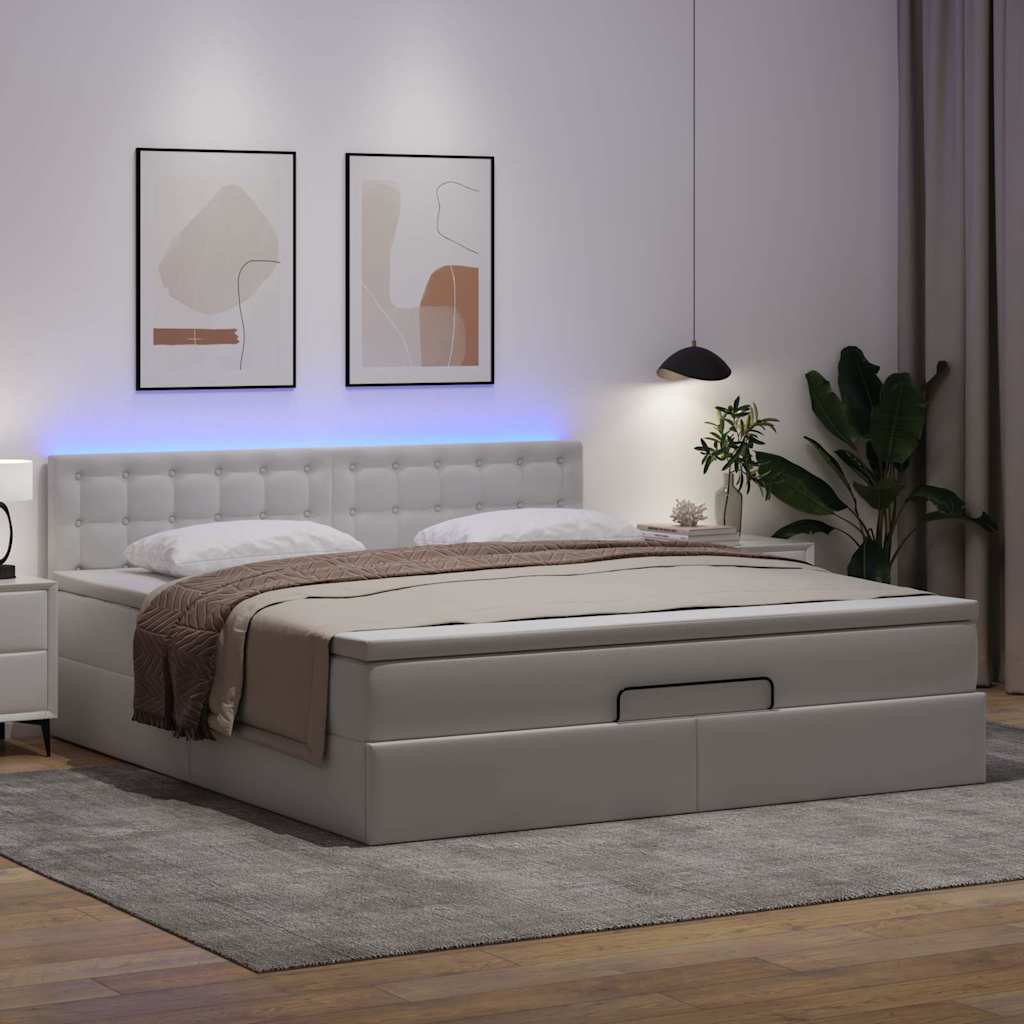 Lit ottoman avec matelas & LED blanc pur 180x200cm similicuir - XIOS