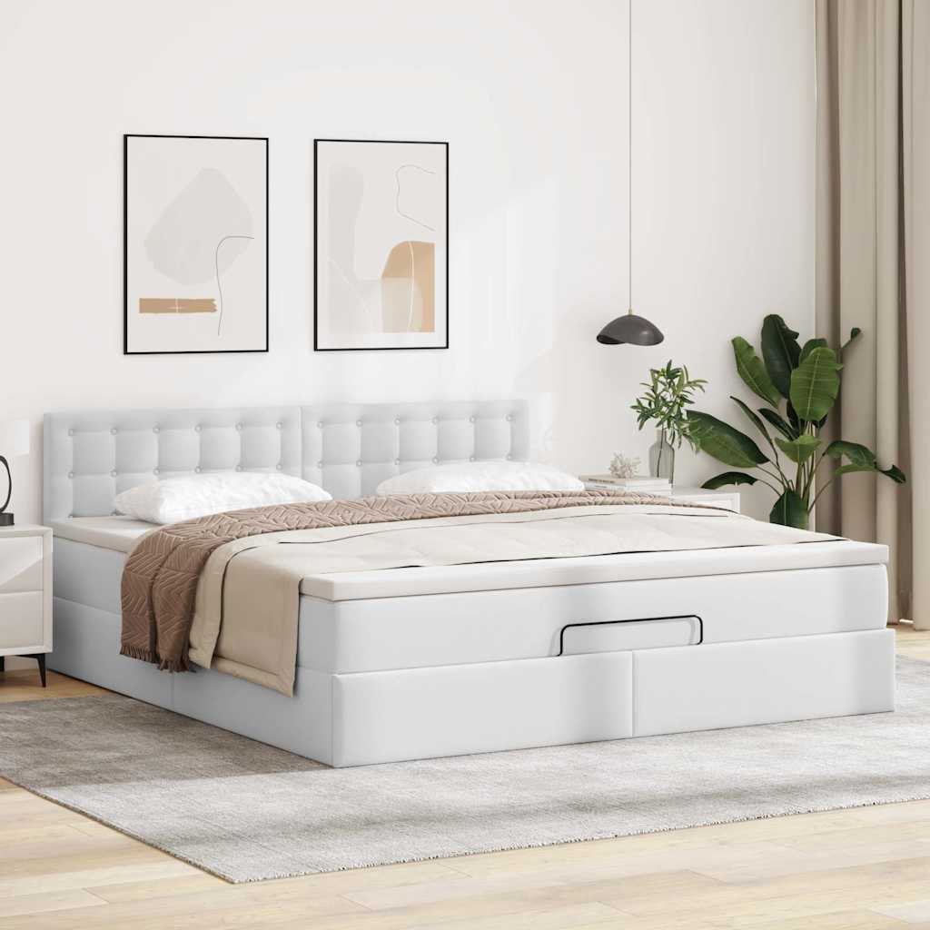 Lit ottoman avec matelas & LED blanc pur 180x200cm similicuir - XIOS