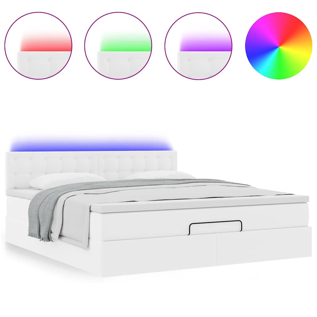 Lit ottoman avec matelas & LED blanc pur 180x200cm similicuir - XIOS