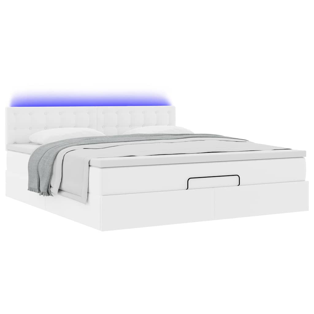 Lit ottoman avec matelas & LED blanc pur 180x200cm similicuir - XIOS